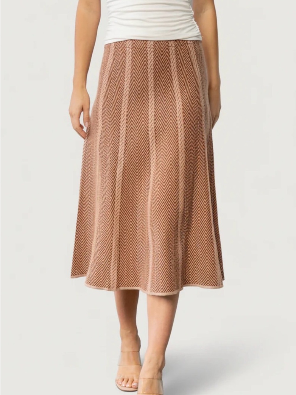 Women’s Baltic Born Astrid Midi Skirt Rust Print Thick Material Chevron NWT XL